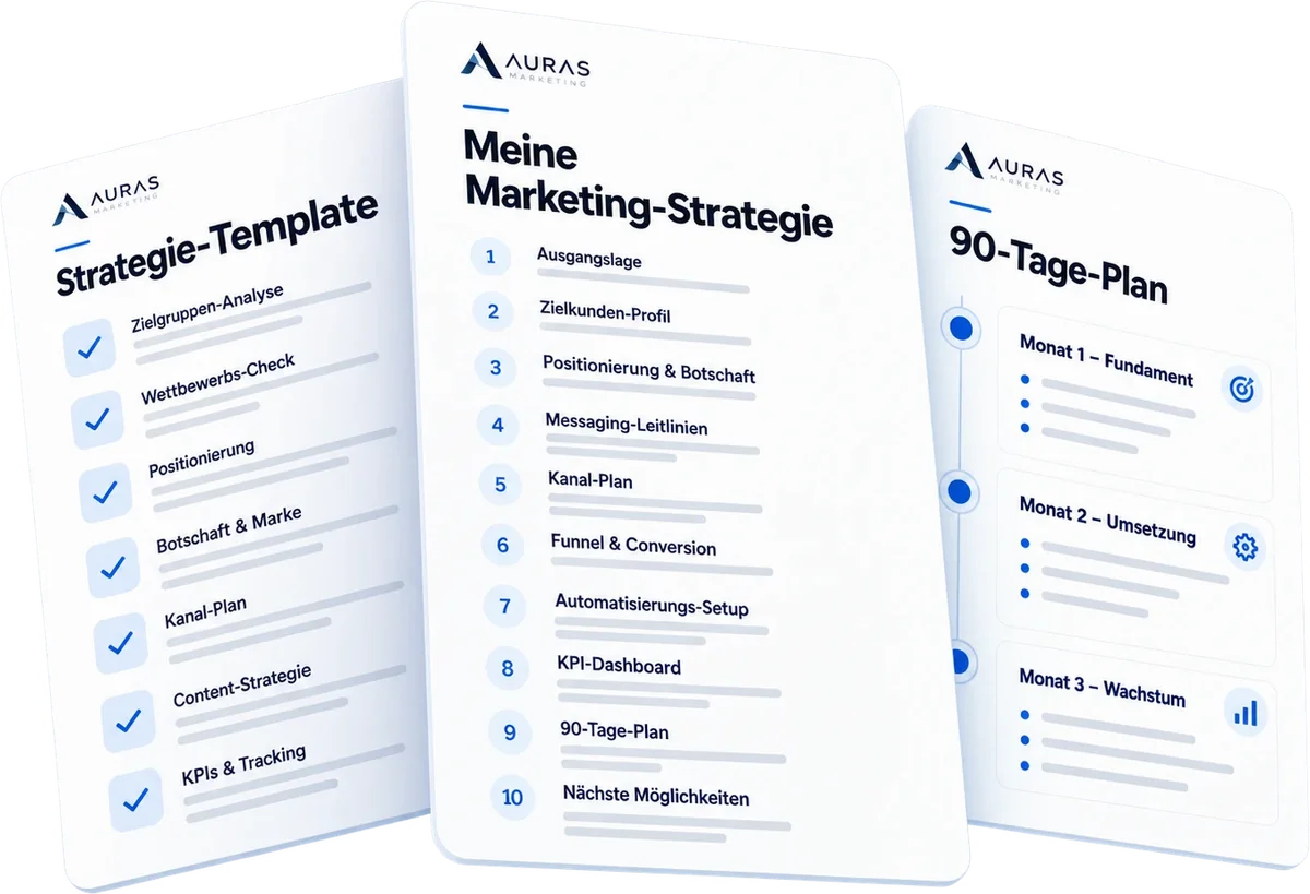 Strategie-Template, Marketing-Strategie und 90-Tage-Plan als Dokumente